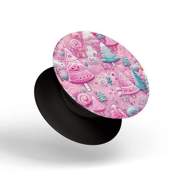 PopSockets Pink Christmas Trees Pattern for Phone Women Swappable Base PopGrip - Picture 7 of 13